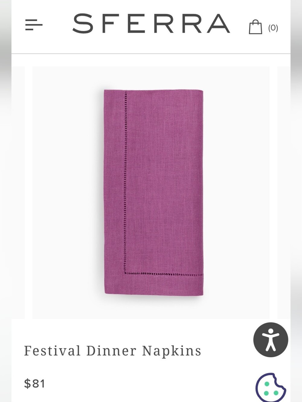 SFERRA Linen Dinner Napkin - Orchid